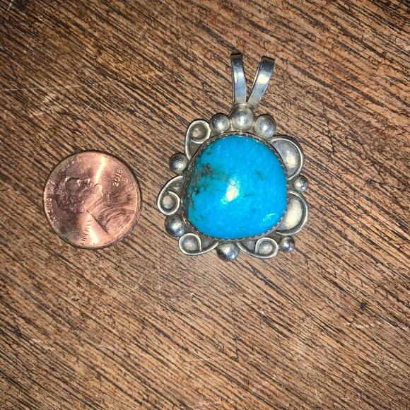Native American made turquoise  sterling pendant - Picture 1 of 2